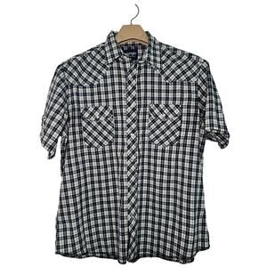 Wrangler Pearl Snap Western Shirt Mens Size XL Plaid Cowboy Blue White